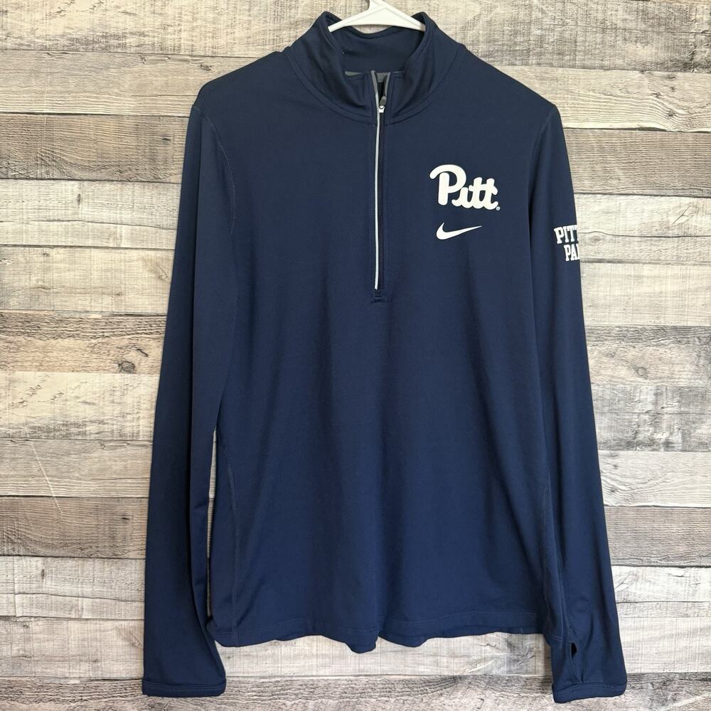 Nike Women's Pittsburgh Panthers 1/4 Zip Shirt Large Blue Lightweight Dri Fit